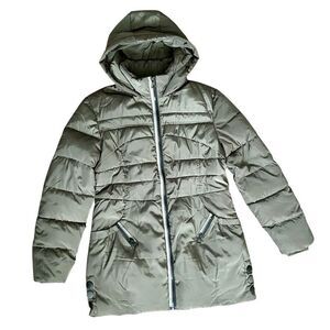 Olive Green Hooded Parka Puffer Jacket M